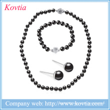 New fashion necklaces pearl jewelry bracelet highlight black pearl jewelry sets